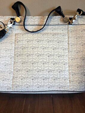 Foley + Corinna Geometric Print Tote Bag White Black Structured Shoulder Bag